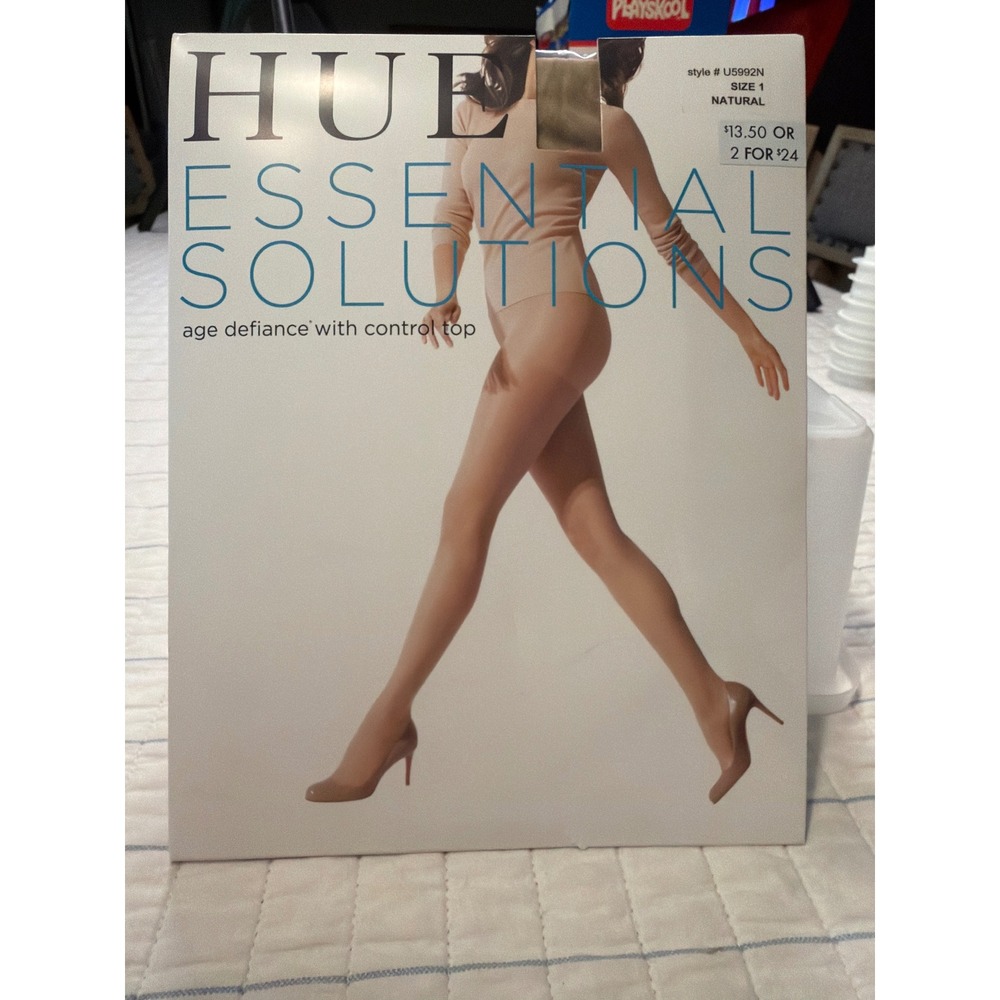 HUE Essential Solutions Age Defiance Control Top Sheer Tights Natural Size 1